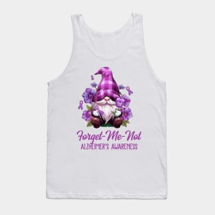 Forget Me Not Purple Alzheimer's Awareness Gnome Flower Tank Top